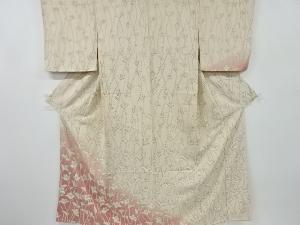 アンティーク　枝葉模様手織り紬着物